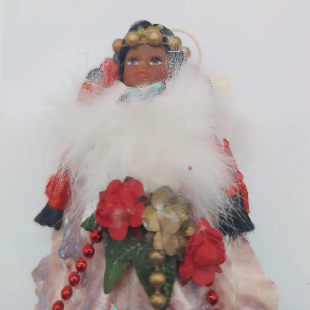 Vintage Native American Indigenous Oyster Shell Angel Ornament Iridescent